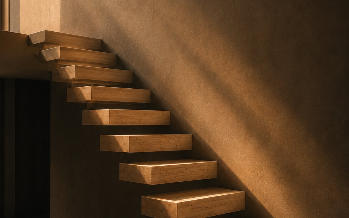 Steintreppe im warmen Abendlicht