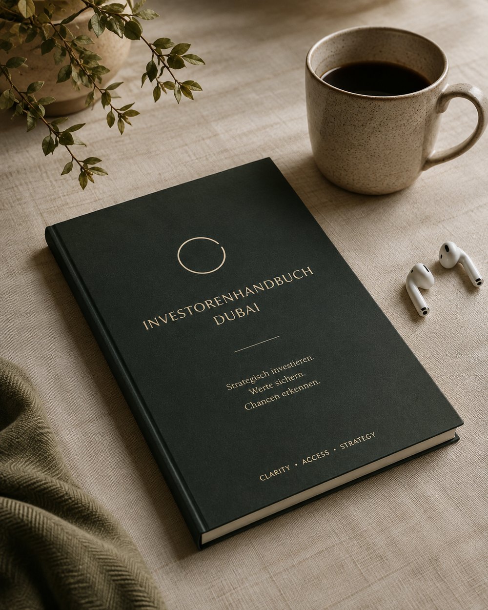 Das Investorenhandbuch von The Access House als gebundenes Buch auf einem Leinentisch