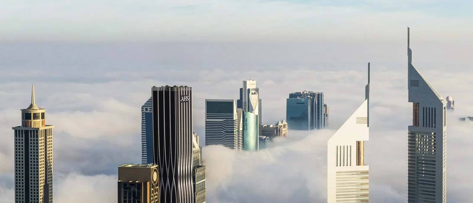 AHS Tower, tower above the clouds on Sheikh Zayed Road