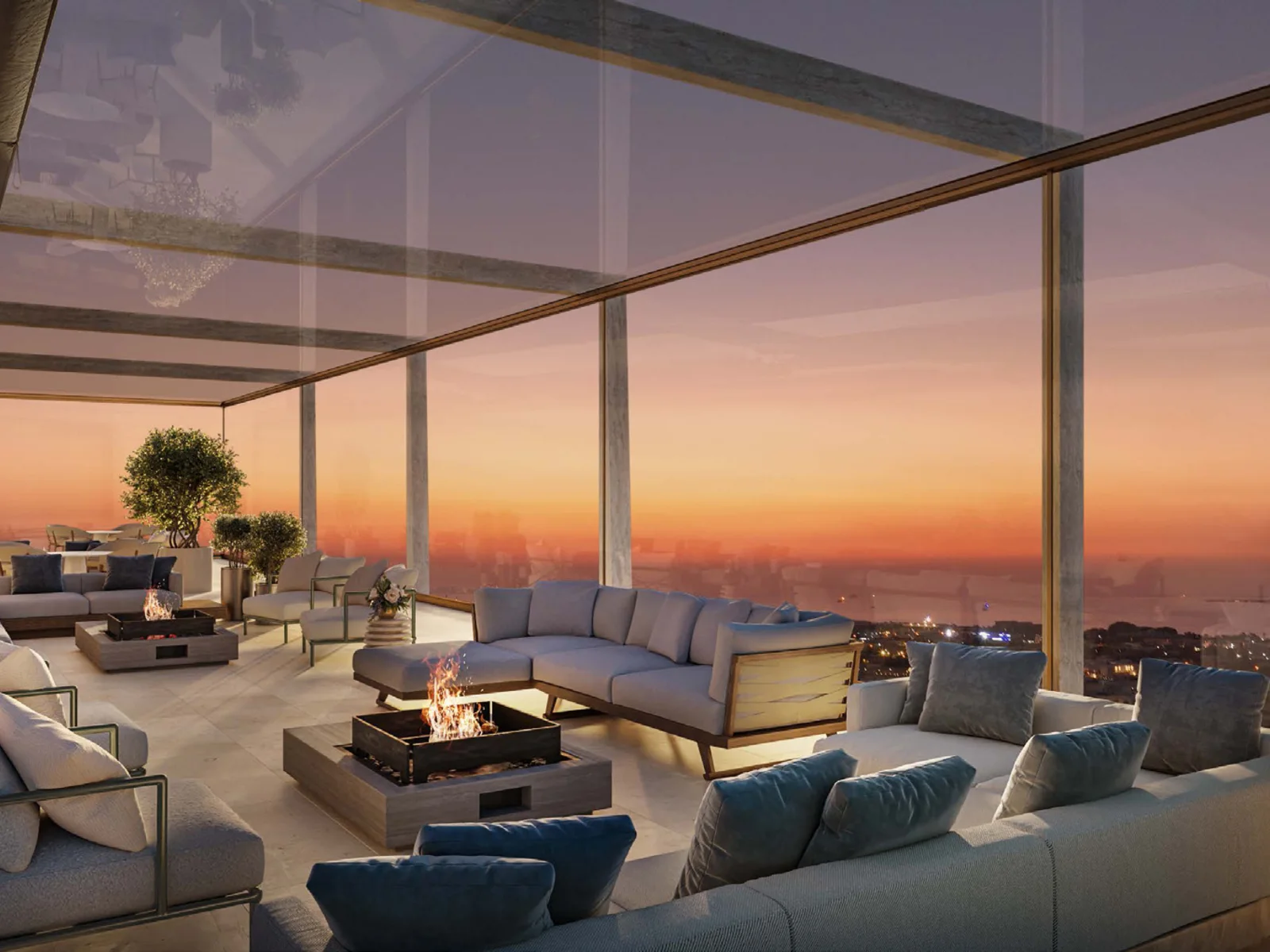AHS Tower, sky terrace at sunset