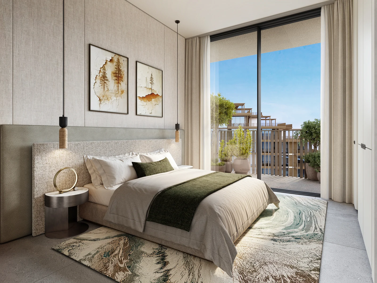 Arancia Yards, bedroom with floor-to-ceiling windows