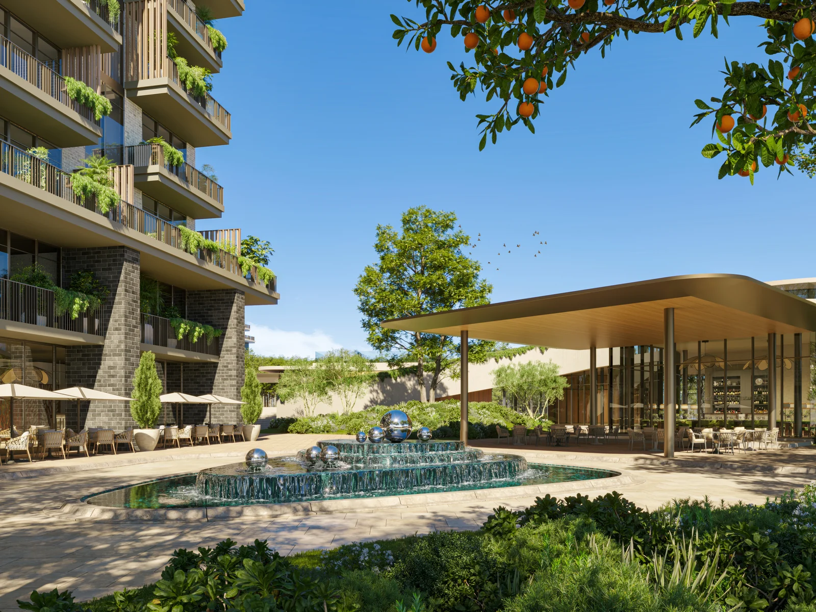 Arancia Yards, retail and cafe promenade by the water