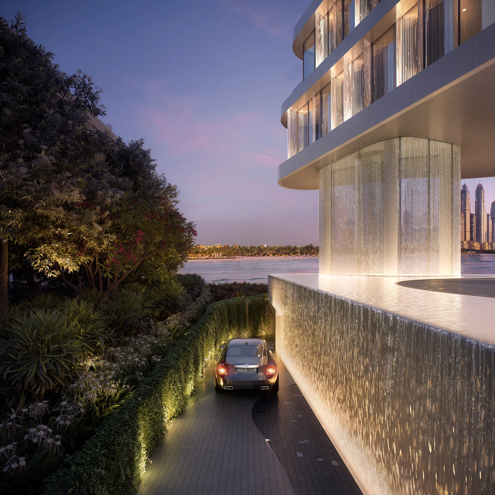 AVA at Palm Jumeirah, dramatische Ankunft &uuml;ber Wasser