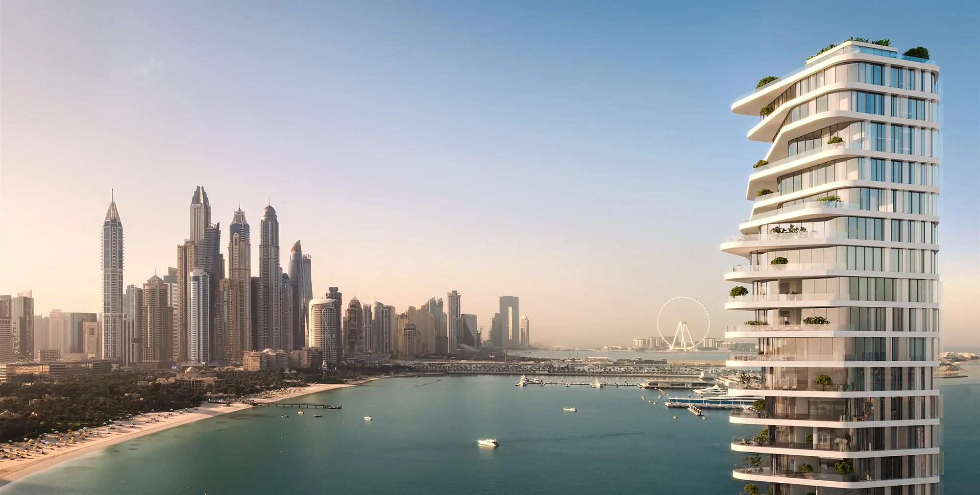 AVA at Palm Jumeirah, skulpturale Architektur mit Skyline