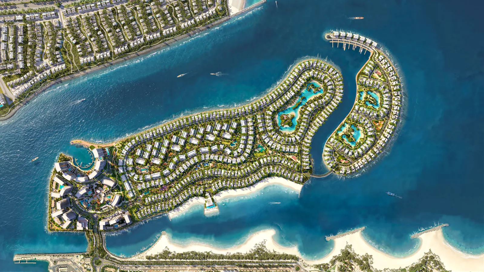 Luftaufnahme von Bay Estate auf Dubai Islands