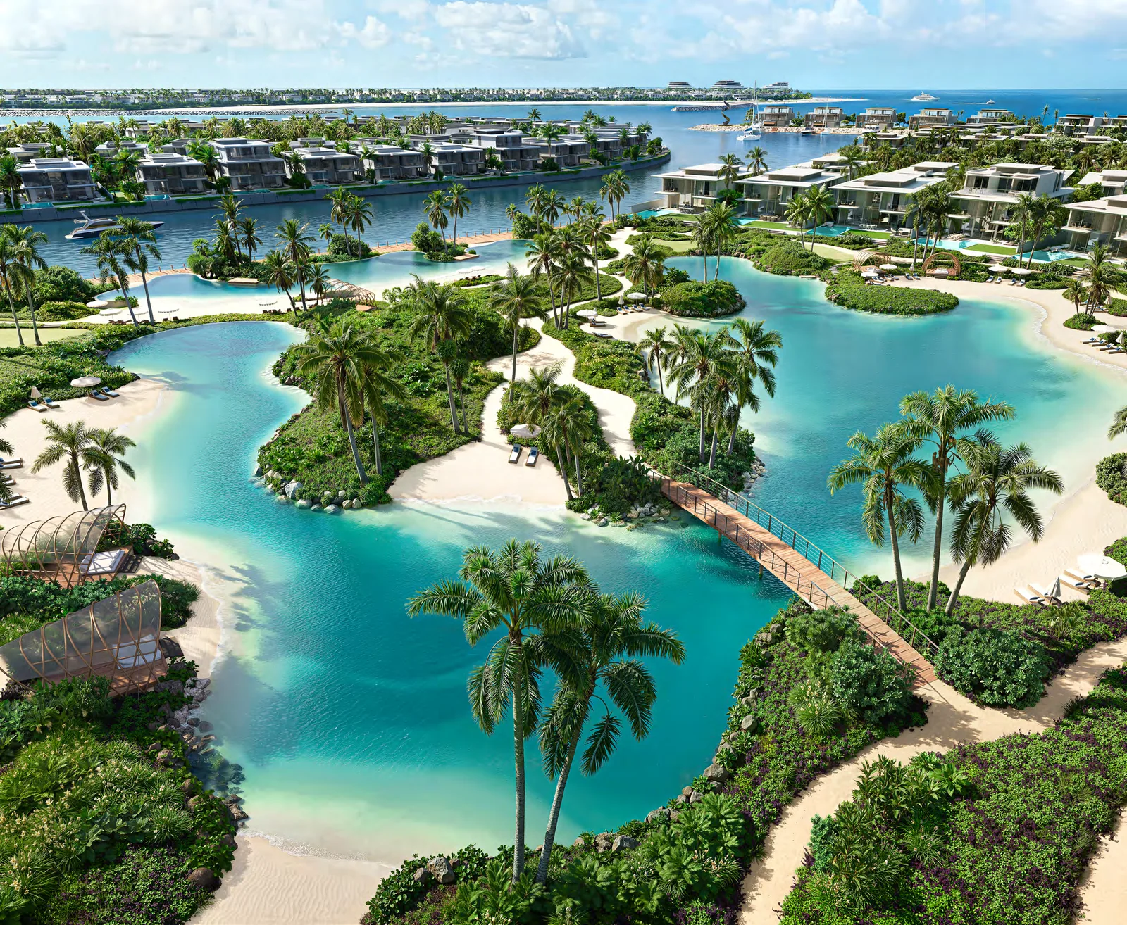 Schwimmbare Lagune mit Sonnendecks in Bay Estate