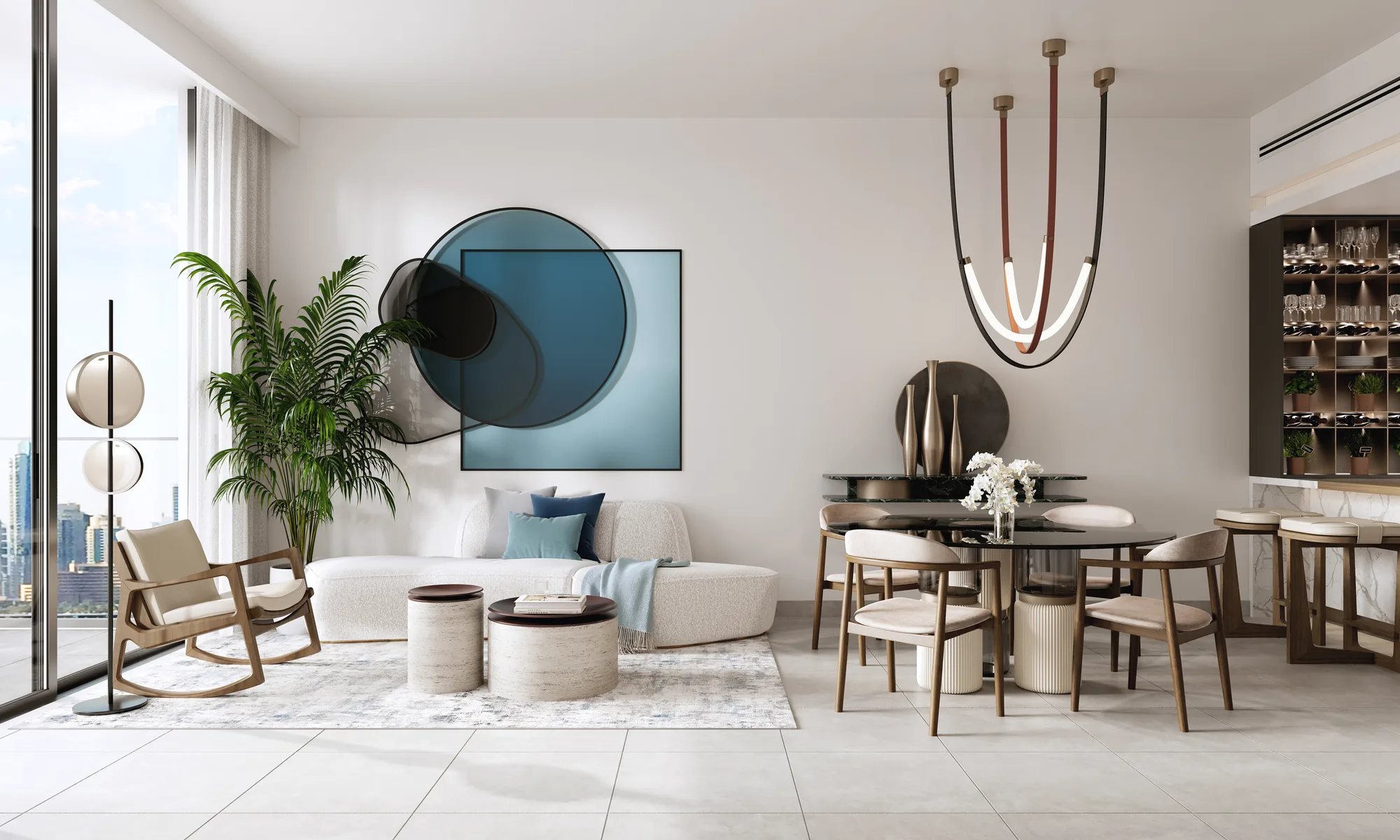 Belgravia Gardens, living and dining area