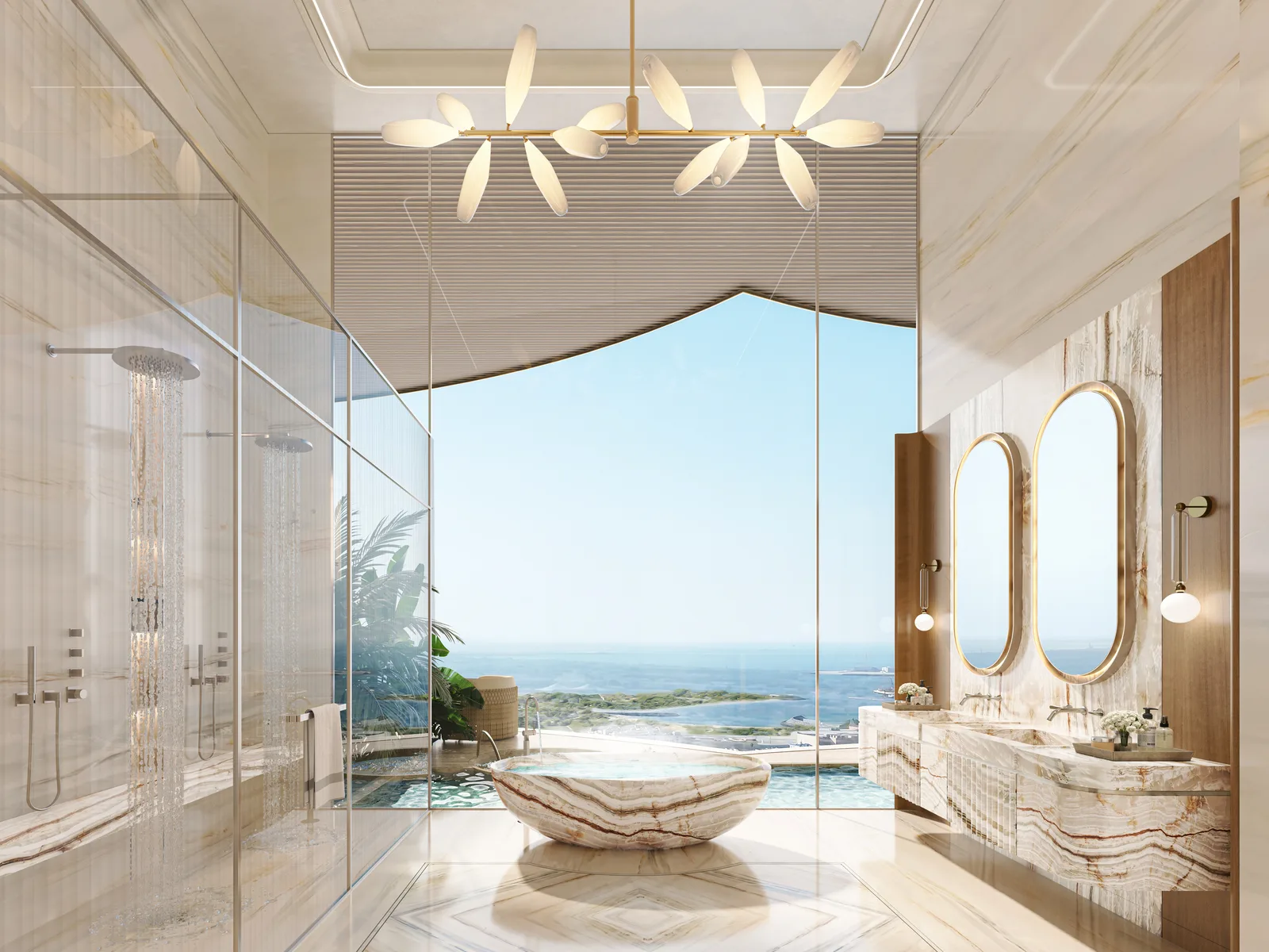 Casa AHS, marble master bathroom