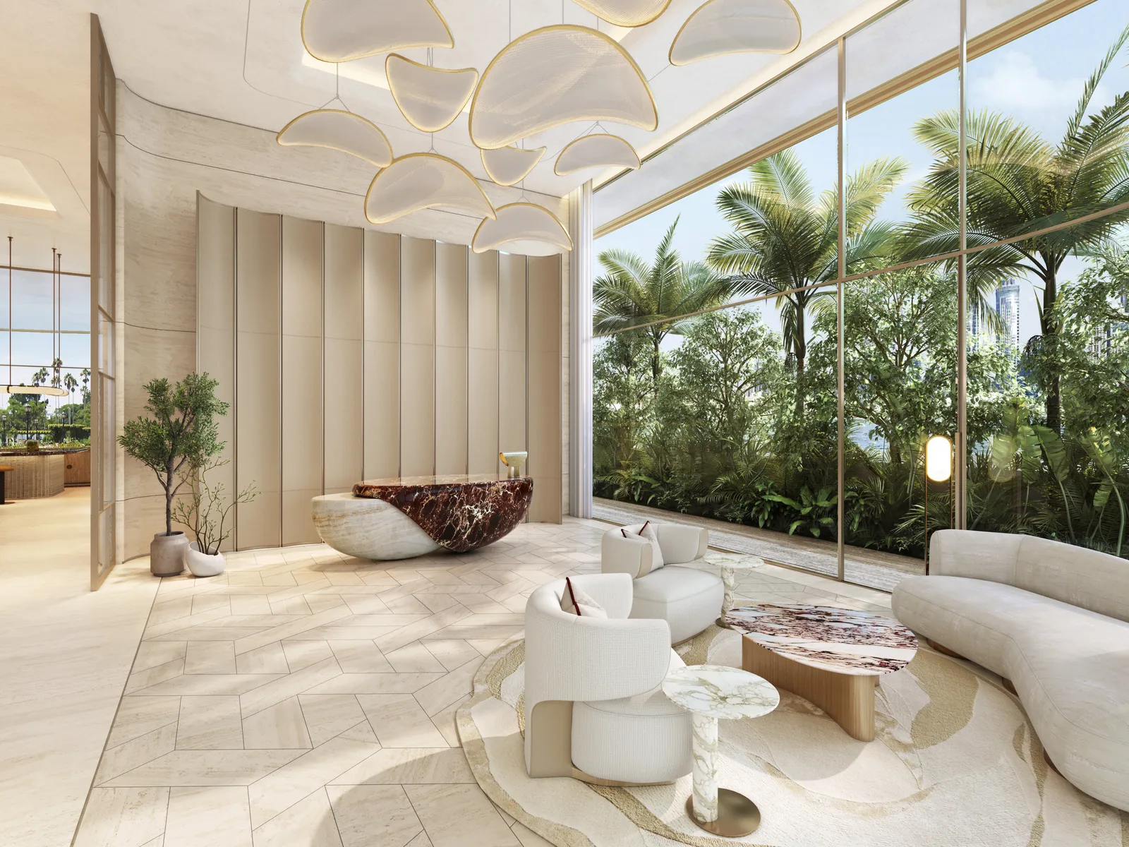Casa AHS, lobby with landscaped courtyard