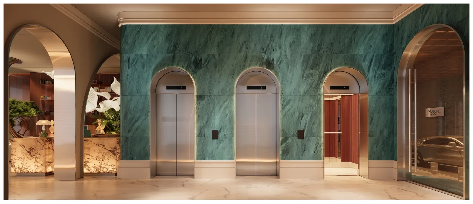 Le Château Piétrus, lobby and arrival