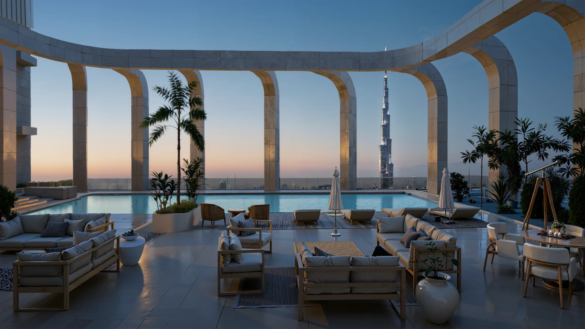 DWTN Residences, Cloud Nine Infinity-Pool mit Skyline
