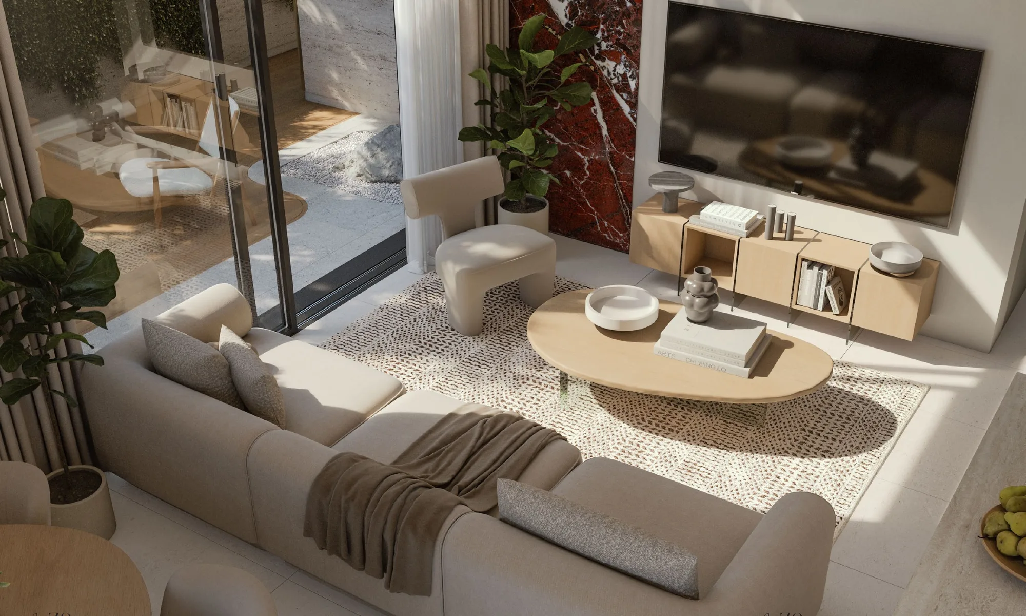 Elemental 78, living area of a two-bedroom apartment