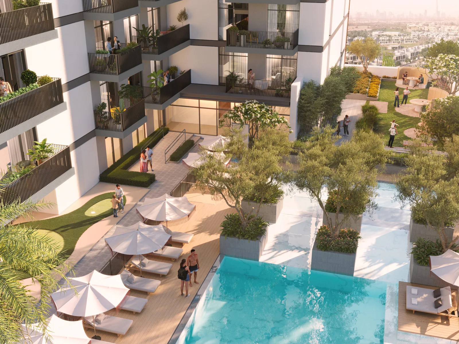 Hadley Heights, swimming pool with pool deck and cabanas