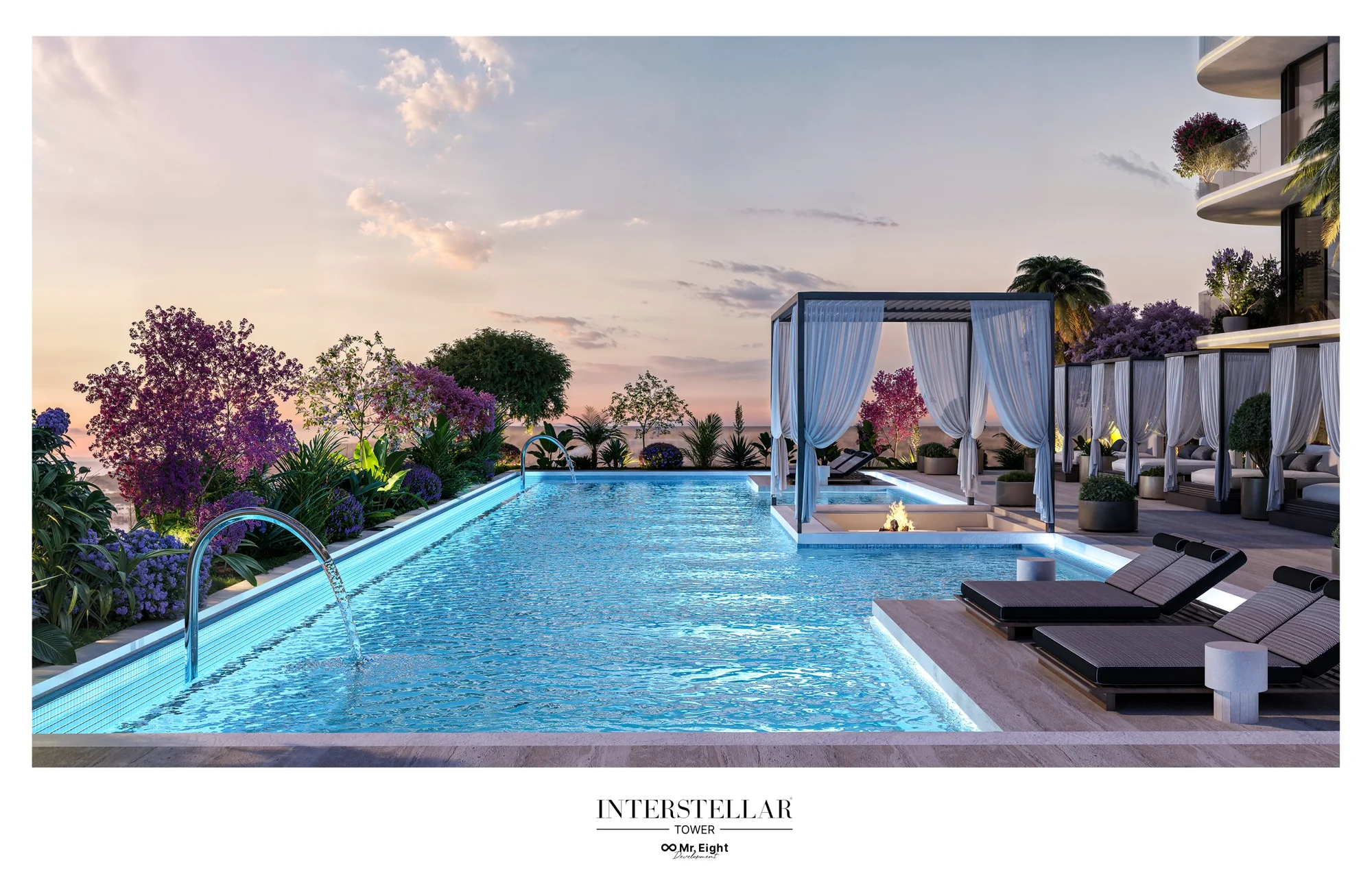 INTERSTELLAR Tower, Rooftop-Pool mit Skyline
