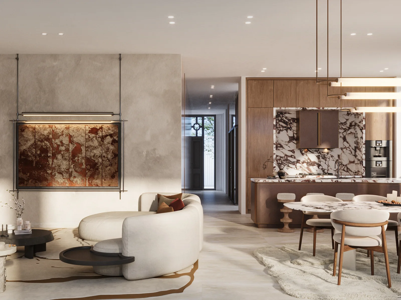 Knightsbridge, living area with natural materials