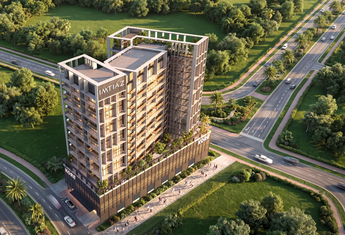 KORE by Imtiaz, Luftaufnahme in Dubai Land Residence Complex