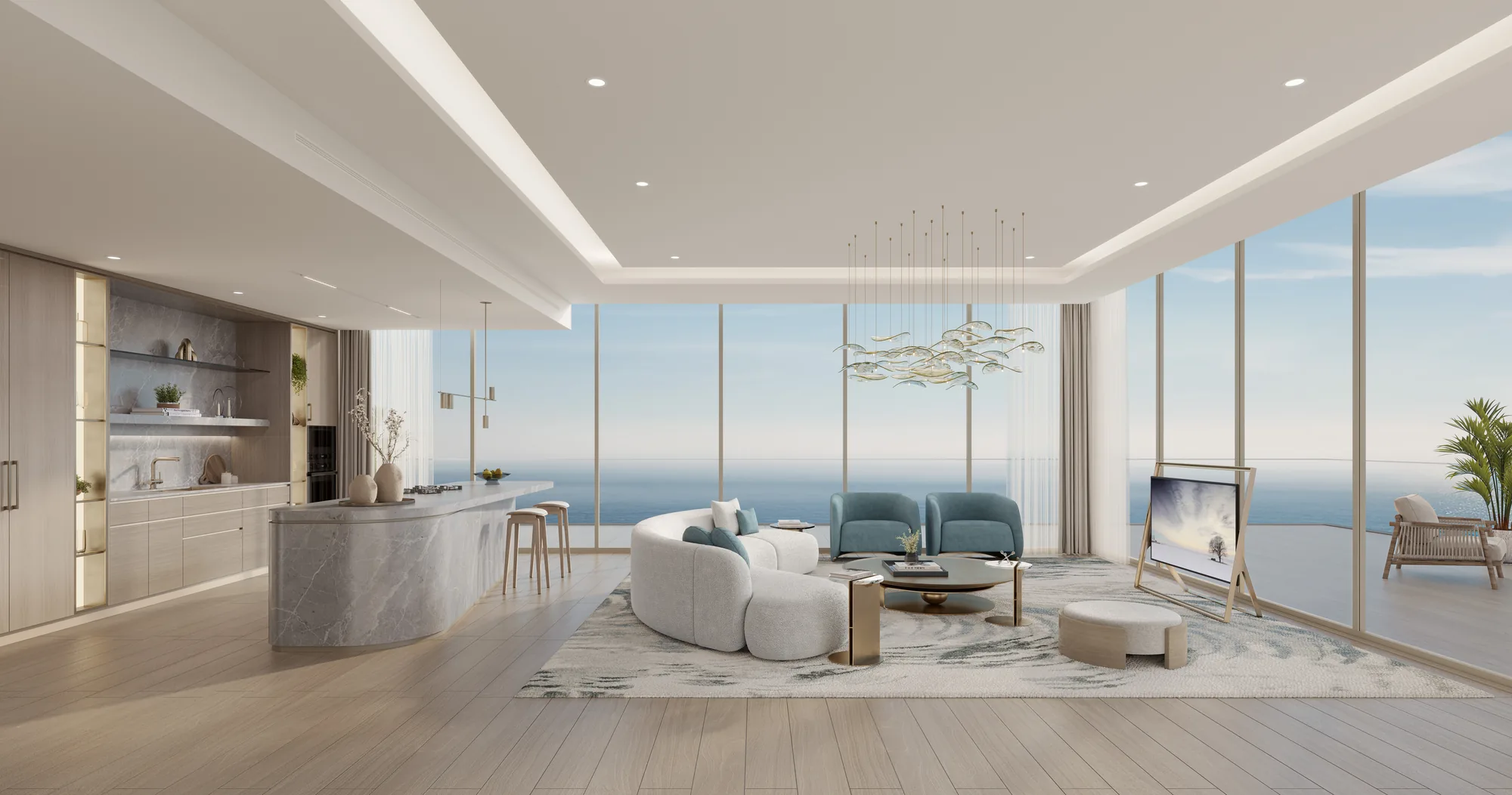 The Meriva Collection, living area of a 3-bedroom unit