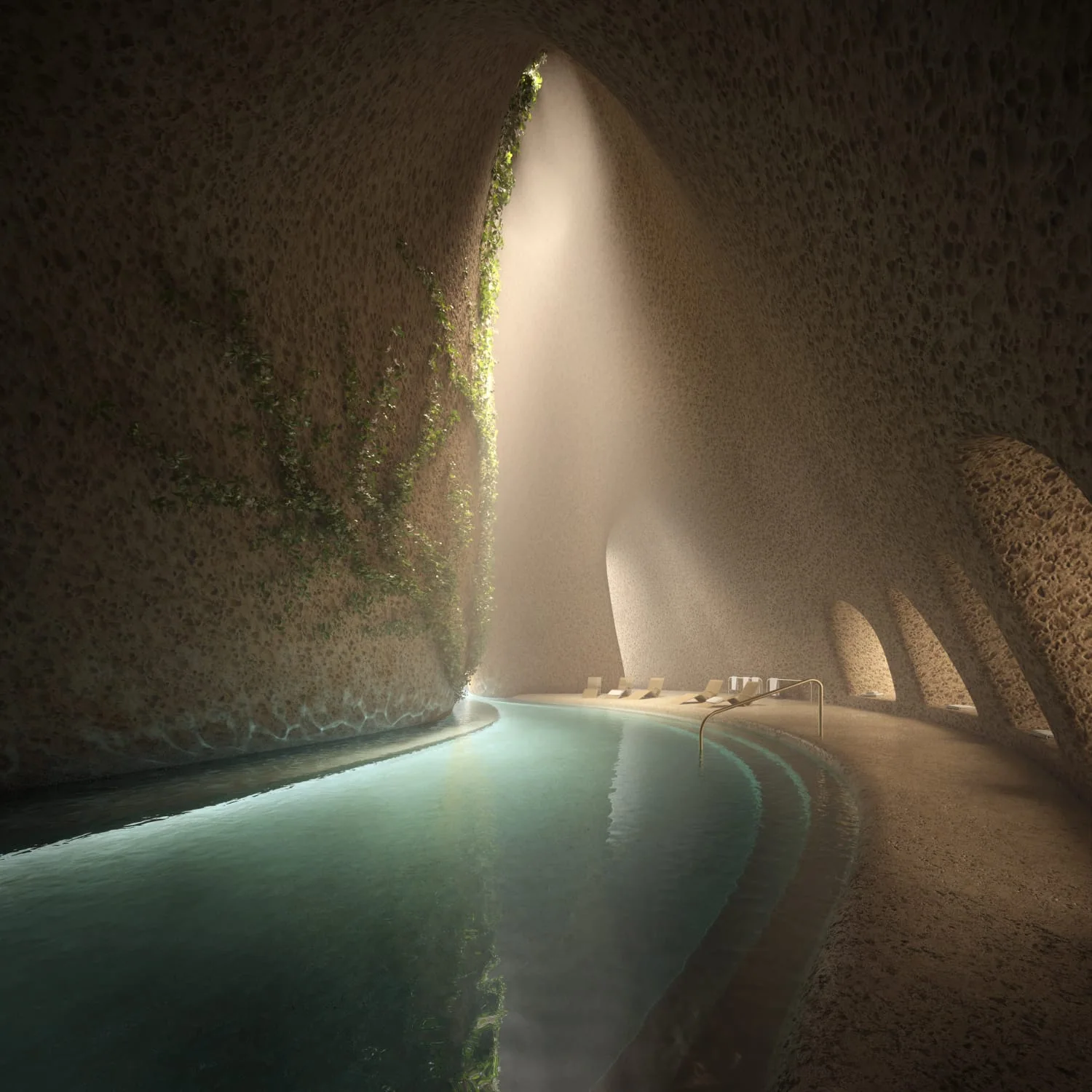 Cavern-Pool im unterirdischen Wellness-Club