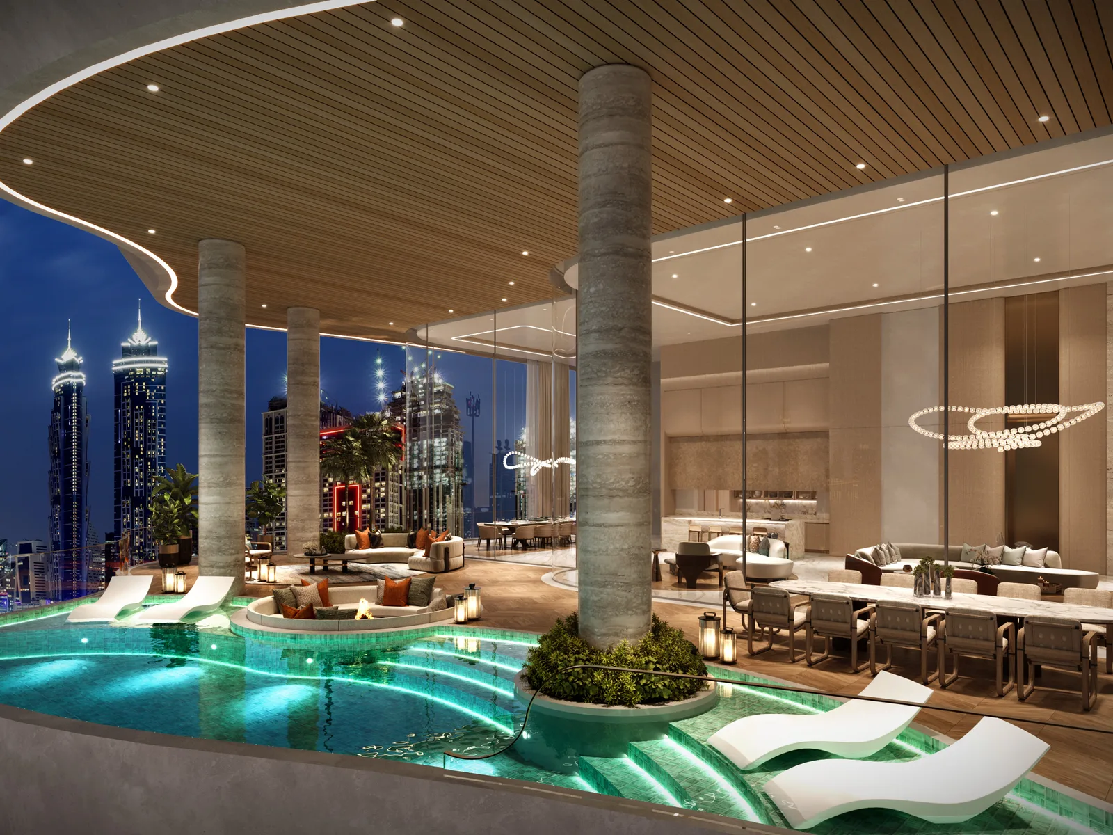 One Canal, sky-villa terrace with private pool and skyline view