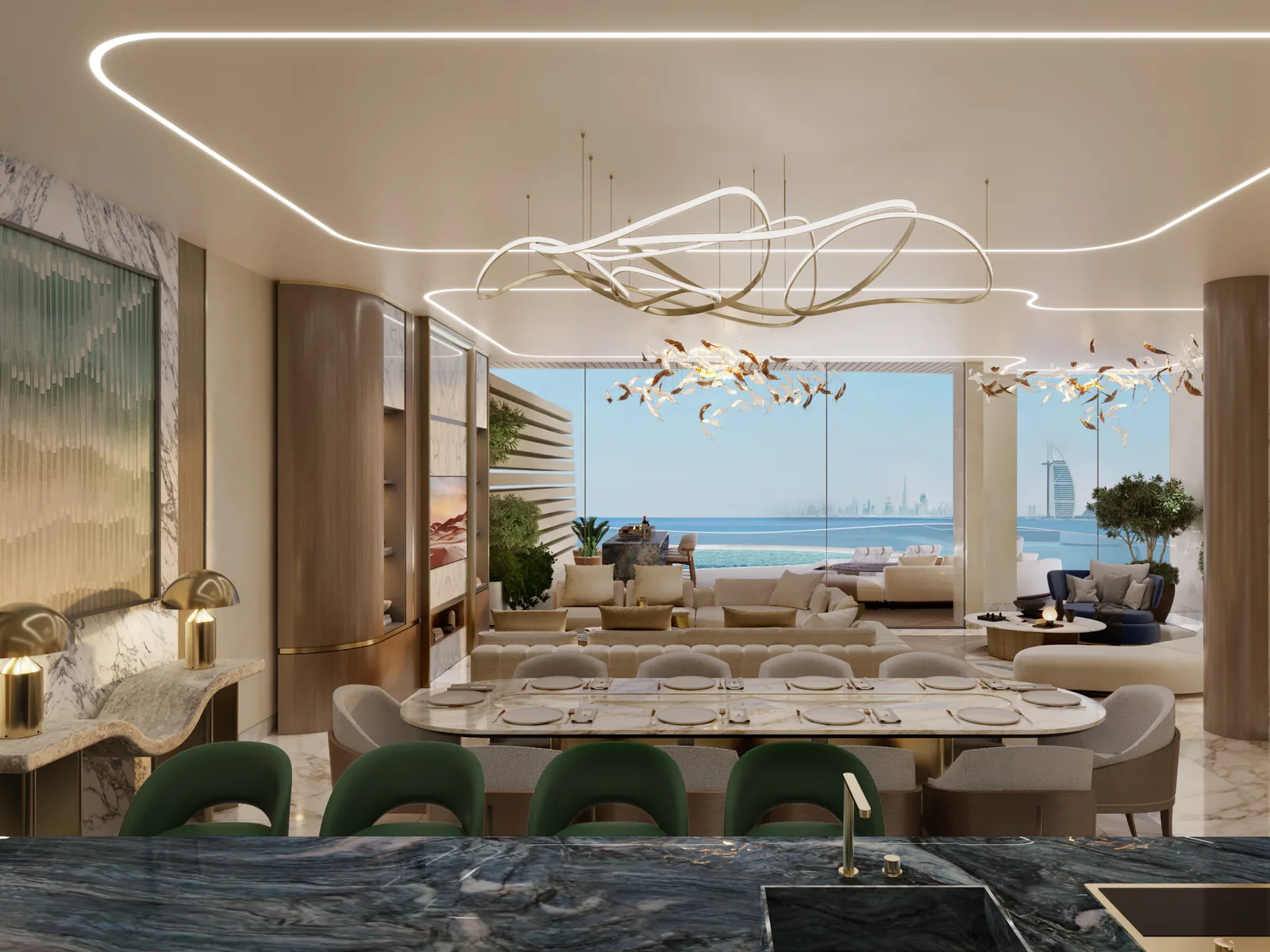 One Crescent, kitchen and dining area