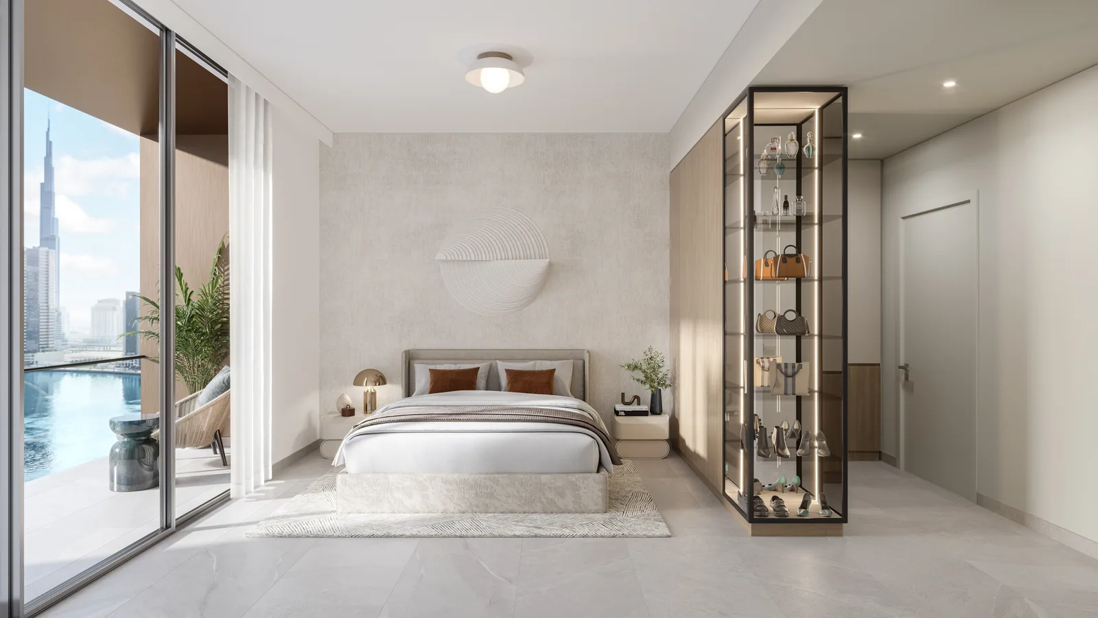 One River Point, Schlafzimmer mit Kanalblick