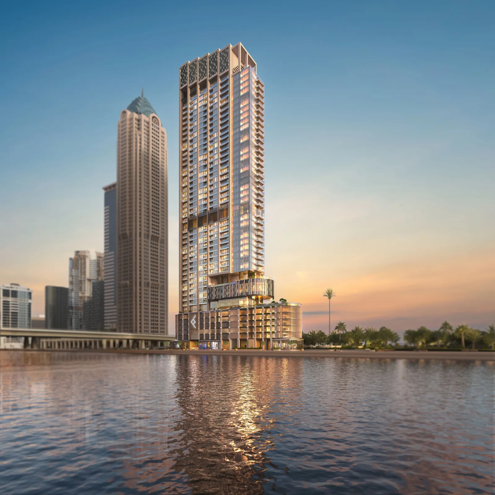 One River Point, Turm vom Kanal aus