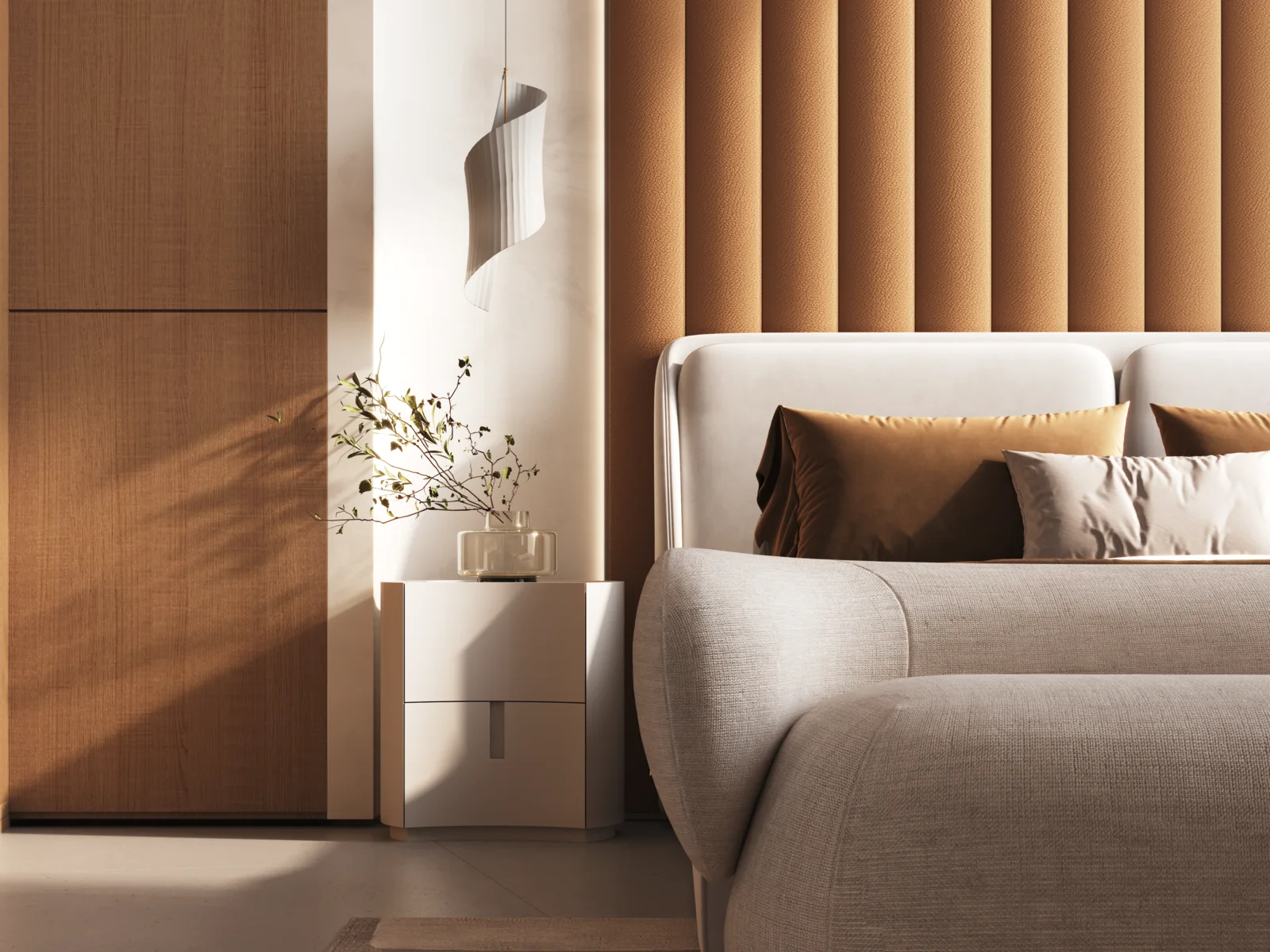 Binghatti Skyflame, Studio-Apartment mit warmem Holz