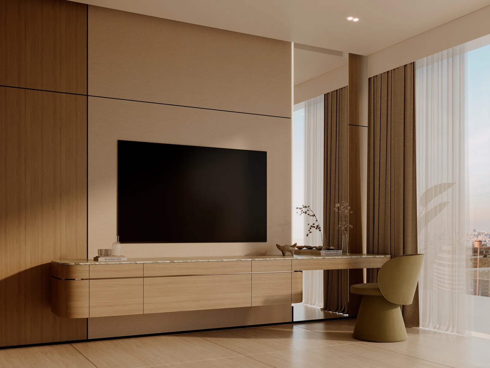 Binghatti Skyterraces, Wohnraum mit europ&auml;ischen Finishes