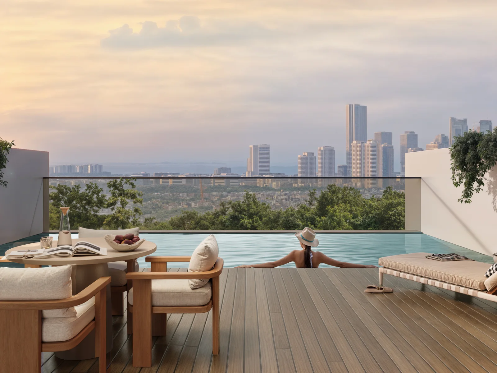 Sol Terra Casa, Rooftop-Plunge-Pool-Terrasse mit Skyline-Blick