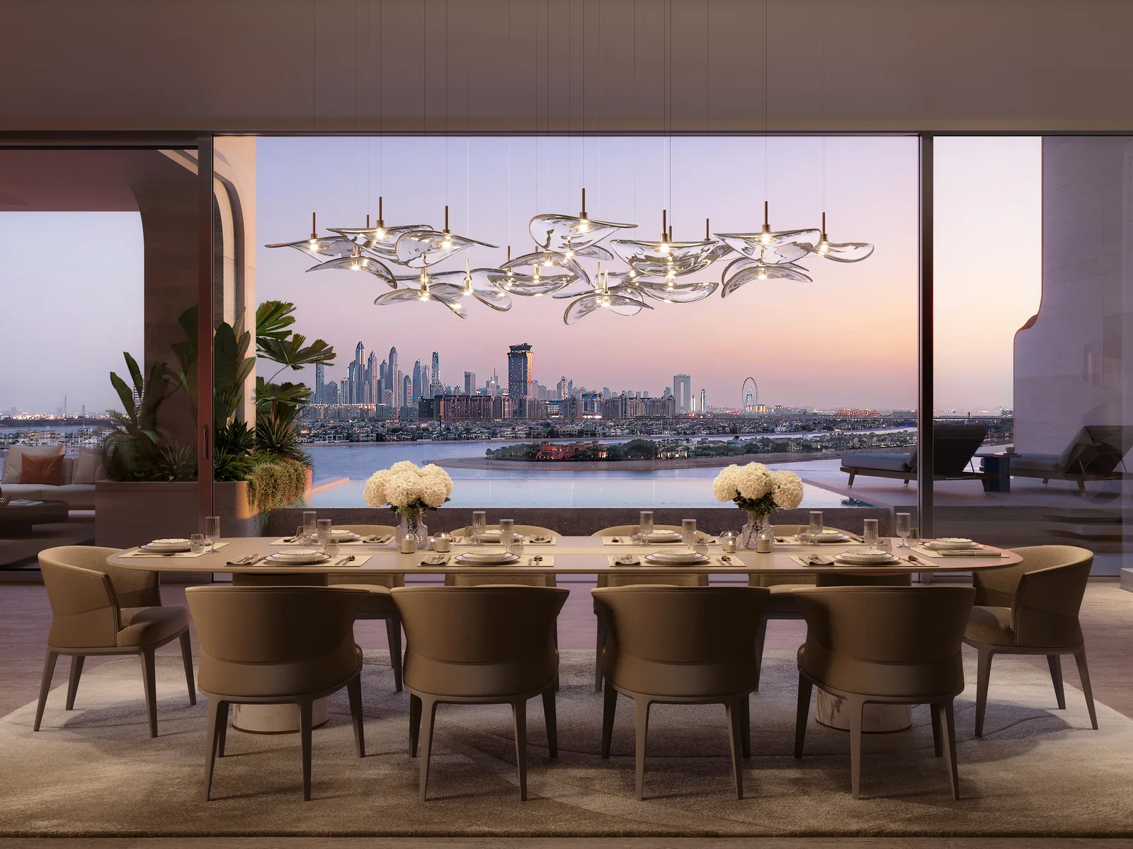 The Alba, dining area with sea and skyline view