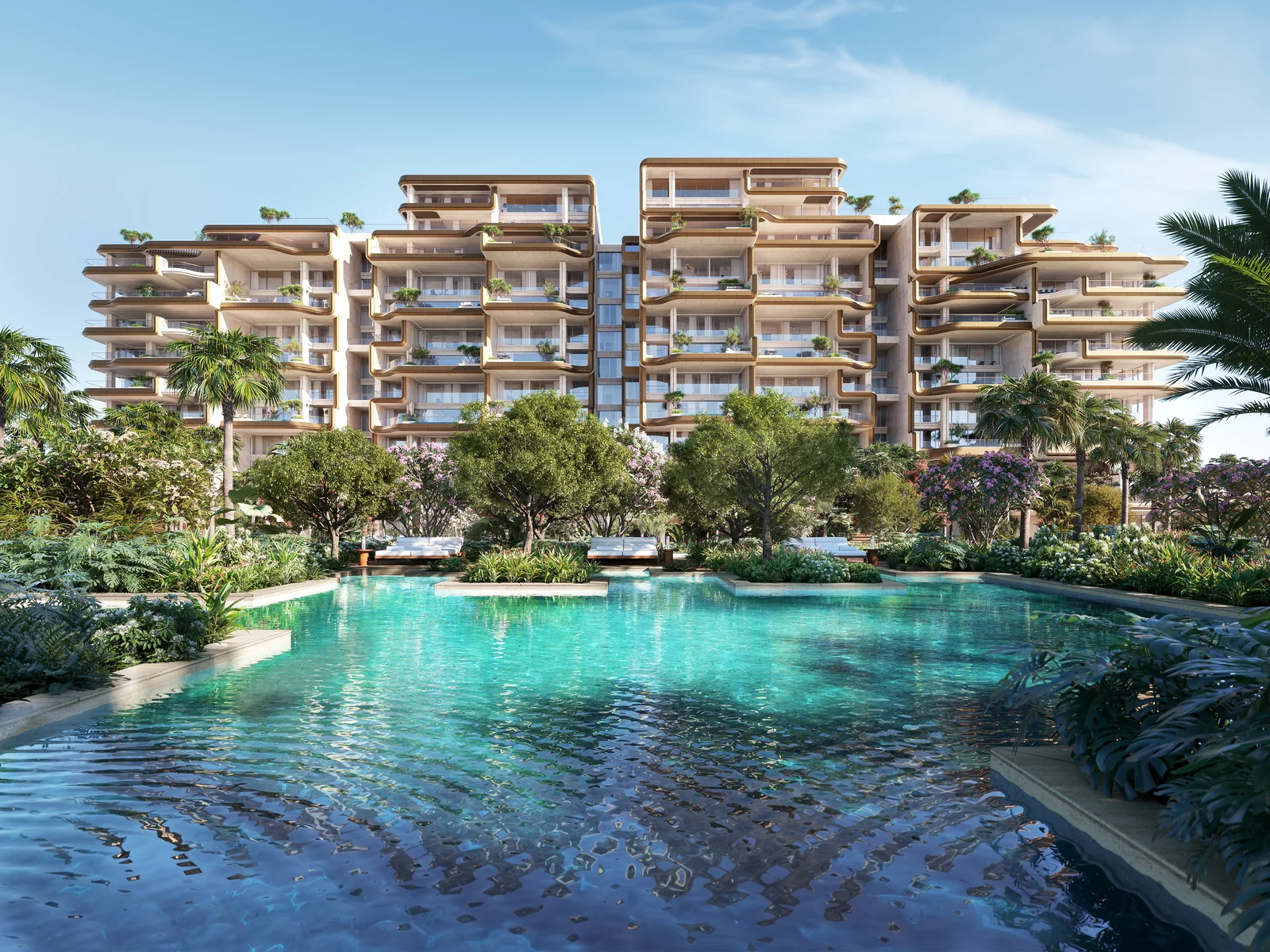 The Alba, resort pool in the garden in front of the residences