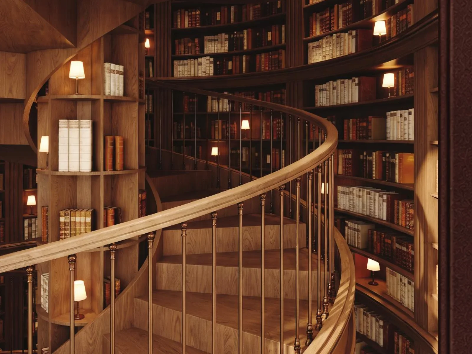 The Archive by Imtiaz, Wendeltreppe der zweigeschossigen Bibliothek