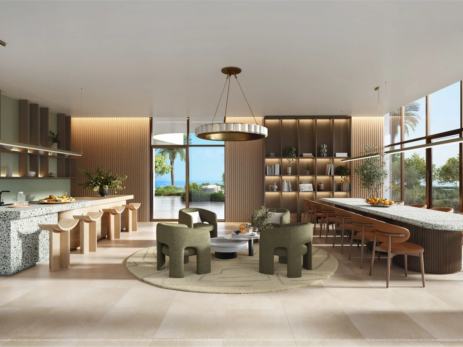 The Mural, open chef&rsquo;s kitchen with dining area