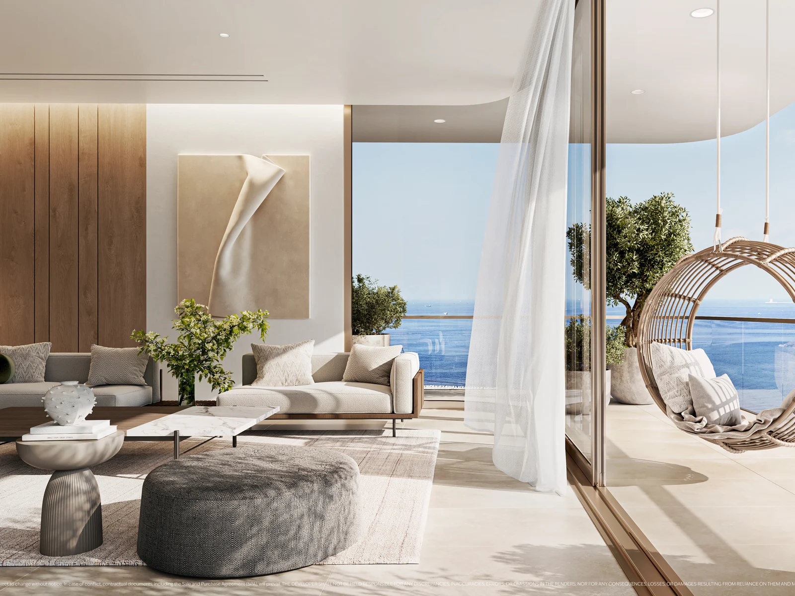 The Mural, living area with ocean view