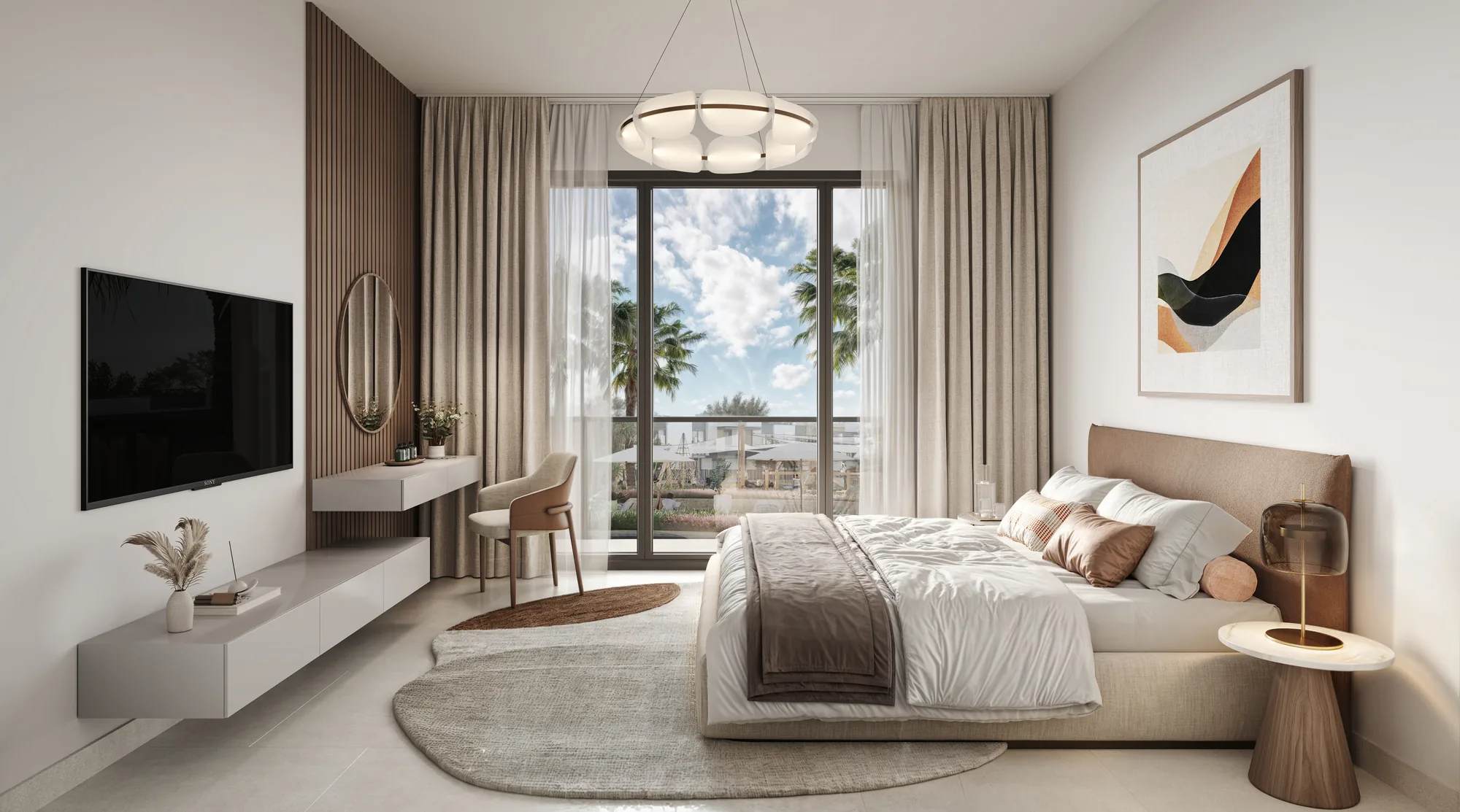 The Wilds Residences, bright bedroom with a view into the greenery
