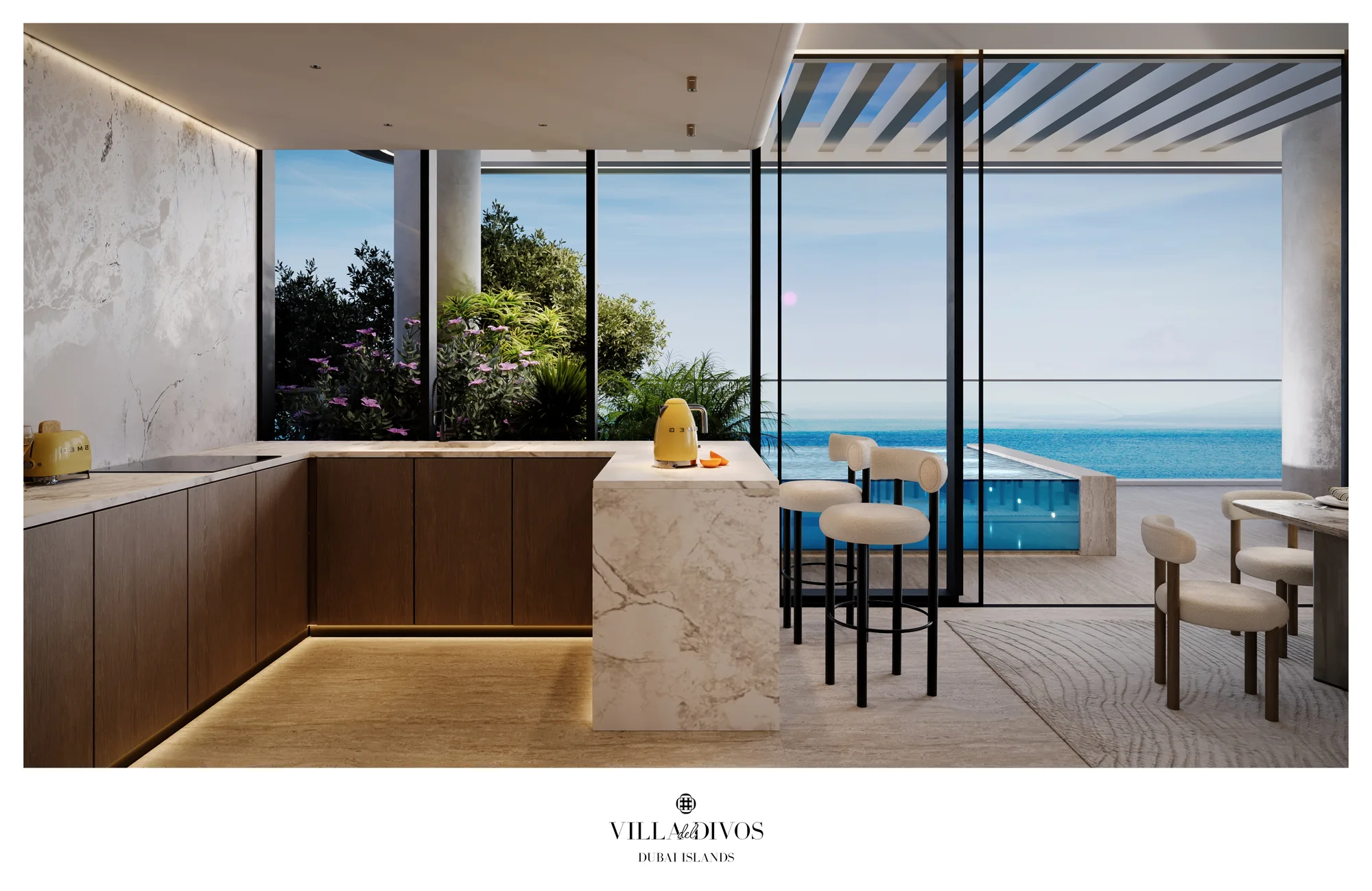 Villa Del Divos, Küche mit Meerblick