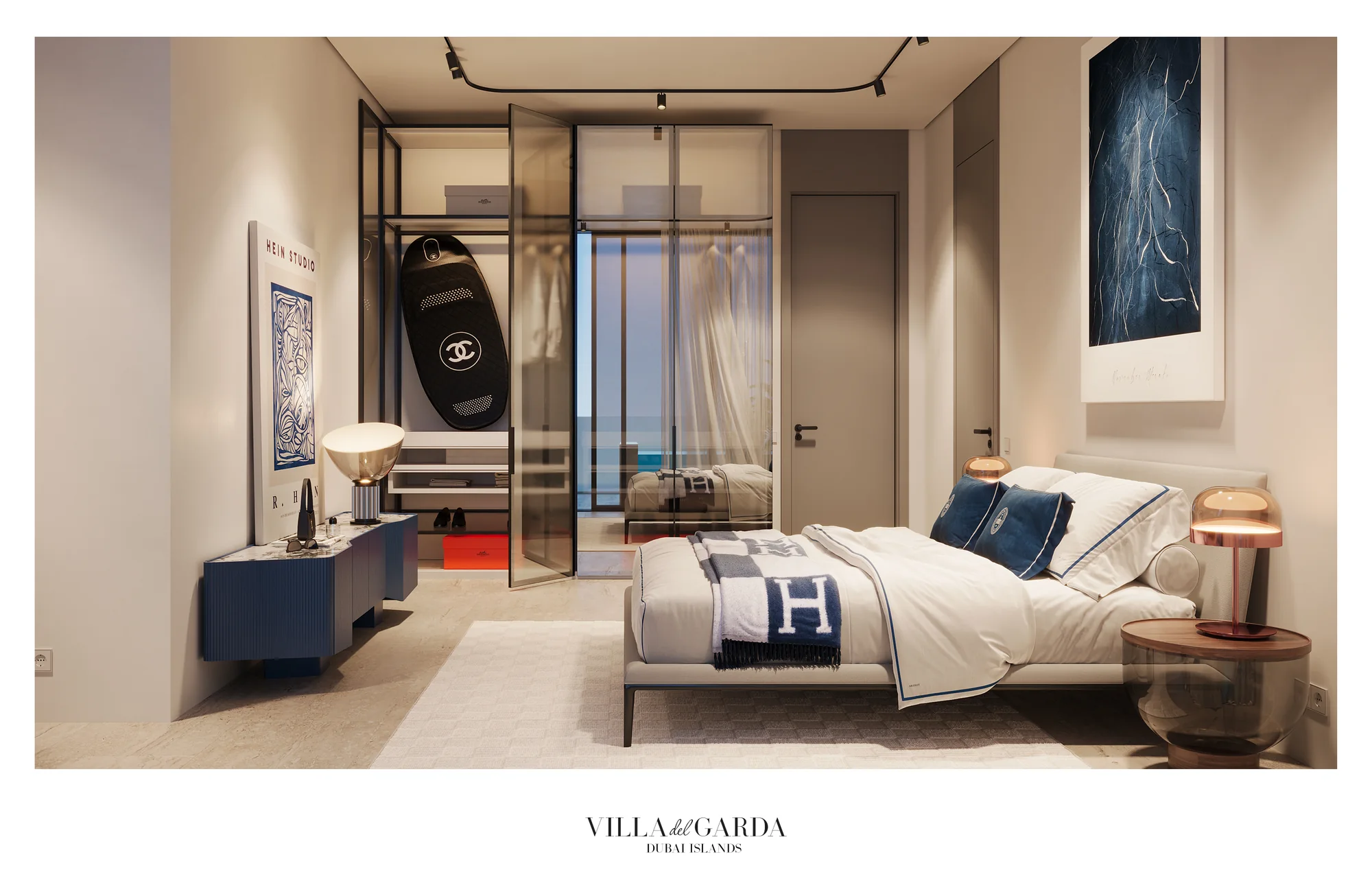Villa del Garda, Master-Schlafzimmer mit Meerblick